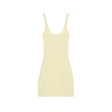 Yellow stretch buttoned dress