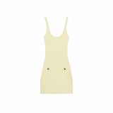 Yellow stretch buttoned dress